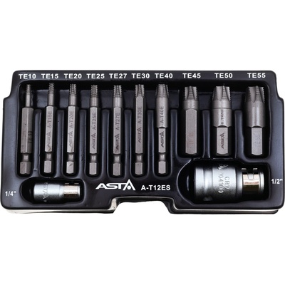 ASTA A-T12ES Vytahováky poškozených šroubů TORX 1/4” a 1/2”, sada 12 dílů – Zbozi.Blesk.cz
