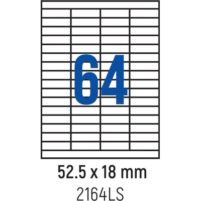 Spree Етикети лепящи 64 бр. , 52.5x18.0 мм, 100 л. , A4, кант 2 (3800884030097)