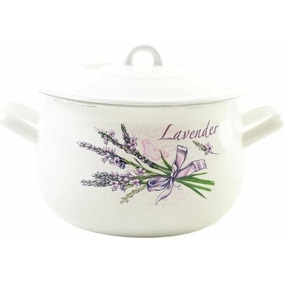 Olymp Hrnec Klasik smaltovaný baněný s poklicí 18 cm 36 l levandule
