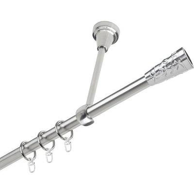 OK-GarnýžeCZ Garnýž kovová jednořadá 19mm Sevilla nerez 220 cm do stropu / kroužky s háčkem
