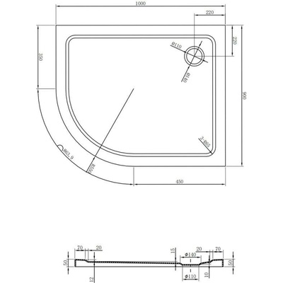 Mexen Flat slim 100 x 90 cm 41709010P-B