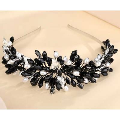 Naishide Jewelry Široká čelenka do vlasů s bohatým zdobením Druh barvy: Černá