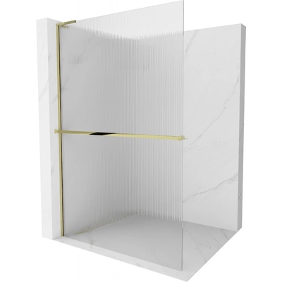 Mexen Kioto+ L душ-панел с рафт Walk-in 120 x 200 см, ивици, златист - 800-120-123-50-09 (800-120-123-50-09)