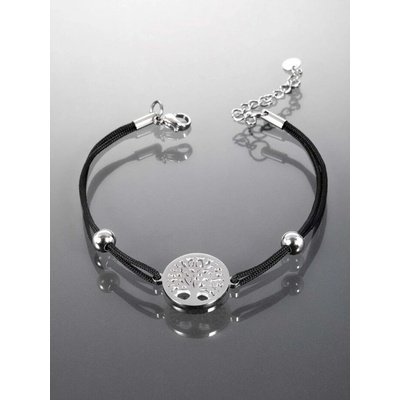 Prosperk náramek z kůže se stromem života z chirurgické oceli S0406