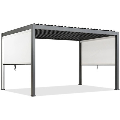 Garden Point Lagos 3x4 samostatne stojaca terasová pergola s 3 m dlhými bočnými roletami antracitovo bielej farby