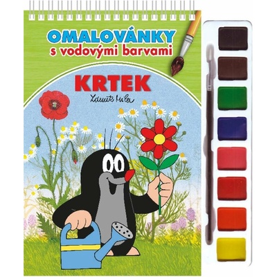Krtek omalovánky s vodovými barvami a štětcem