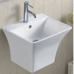 Inter Ceramic Мивка за баня ICC 4837, Inter Ceramic, стенен монтаж, с отвор за смесител и преливник, порцелан, бял, 48.5x43x37.5см (4837 CB)
