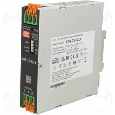 MEAN WELL XDR-75-12LA Napájecí zdroj: spínaný; na lištu DIN; 75W; 12VDC; 0÷6,24A; OUT: 1
