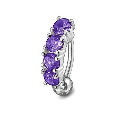 Šperky4U stříbrný piercing do pupíku obrácený BP01181-A