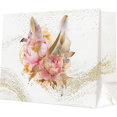 Darčeková taška horizontal 33,5x26,5x13 cm Artistic Peony Seamless