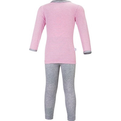 Little Angel Pyžamo DR Outlast® pruh růžovobordový šedý melír