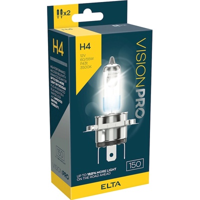 Elta 12V H4 60-55W P43t VisionPro +150%, 2 ks