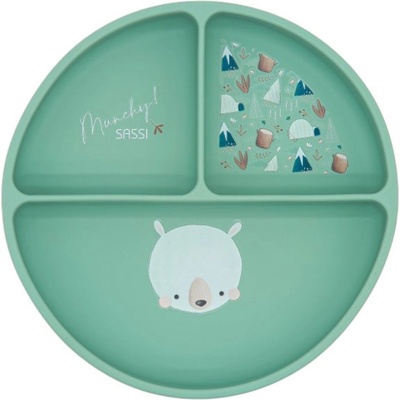 Sassi Силиконова чиния с вакуум Sassi - Munchy the Bear, зелена (SSSI1679)