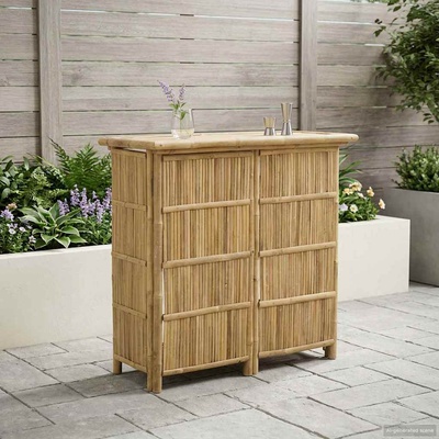 vidaXL Външна бар маса Естествен 115 x 55 x 105 см Бамбук (42028066)