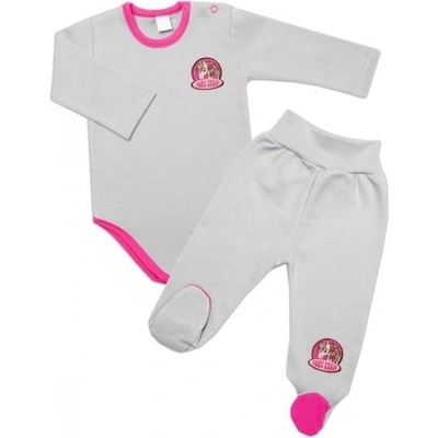 G-baby 2-dílná sada body dl. rukáv polodupačky Pony Farm šedá