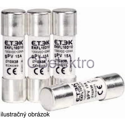 ETEK Valcová poistka pre solárne systémy CH10x38 15A 1000V DC EKFL10D
