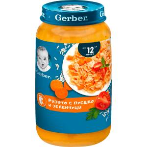 Gerber Пюре ризото с пуешко и зеленчуци, от 12-я месец, 250 g (2960639)