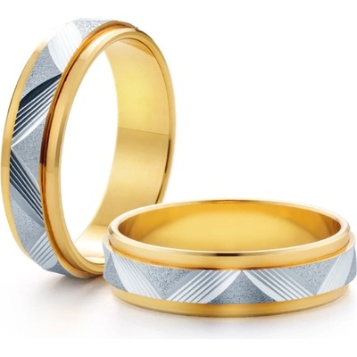 SAVICKI Сватбени халки: двуцветно злато, плоски. 5 мм