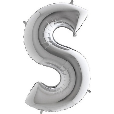 GRABO fóliový balónek PÍSMENO STŘÍBRNÉ S 102cm,40" nafukovací