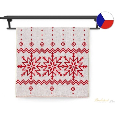 Veba ručník Zara 75 x 150 cm Norský vzor bíločervená