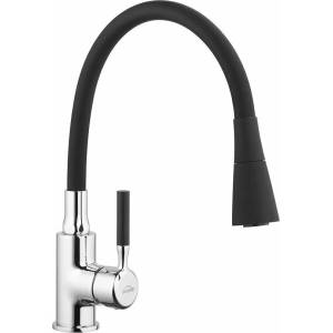 INVENA Кухненски смесител с гъвкав чучур Invena Hula черен - хром (BZ-85-L04-L)