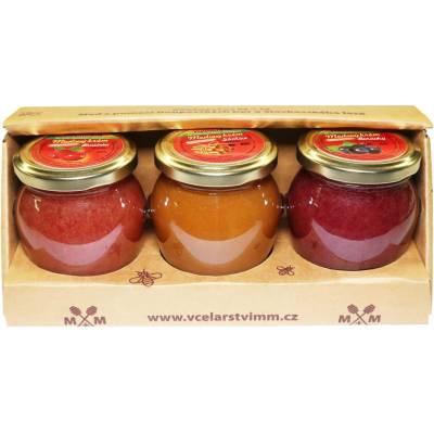 Včelařství M+M medové krémy brusinka skořice borůvka 3 x 250 g