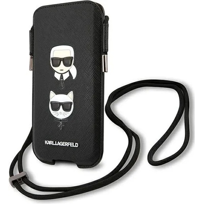 KARL LAGERFELD Karl Lagerfeld KLHCP12LOPHKCK Saffiano Ikonik Karl&Choupette Head универсален калъф, до 6.7", черен (KLD873BLK)
