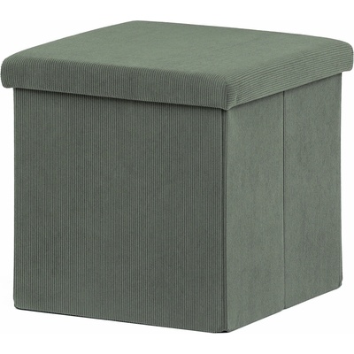 AUTRONIC Taburet s úložným priestorom, zelená menčestrová látka 38 × 38 × 38 cm