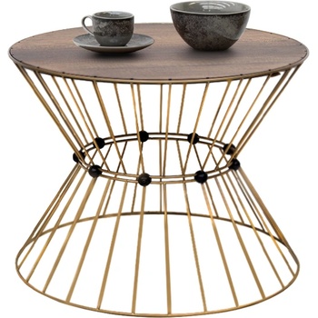 TopMebel Girene metal - МДФ coffee table in gold - walnut Ø55x42см