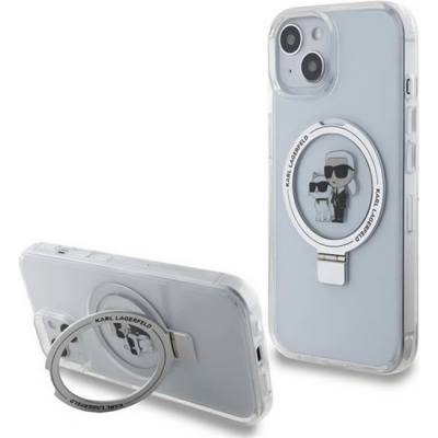 CG Mobile iPhone 15 / 14 KARL LAGERFELD RING STAND KARL&CHOUPETTE MAGSAFE силиконов протектор за телефон, удароустойчив, абсорбиращ, поддържащ, БЯЛ KLHMP15SHMRRSKCH (KLHMP15SHMRSKCH)