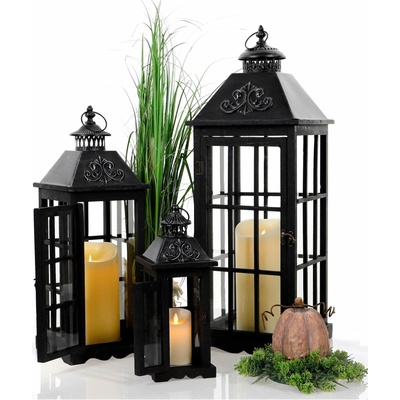 Drevený lampáš MSL3035BLACK - 41 cm