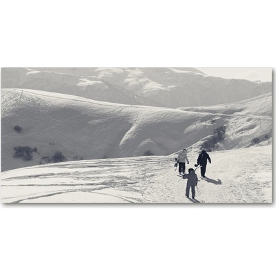 Foto obraz sklo tvrzené lyžiari 100x50 cm