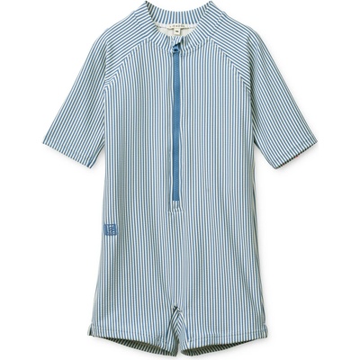 LIEWOOD Детски бански костюм LIEWOOD Kid's Max Seersucker Shortsleeve Swim Jumpsuit Swimsuit - Riverside / Creme De La Creme - размер 104 (EU) (750-3107-0119)