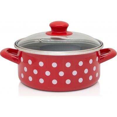 Metalac Červený puntík Kastrol se skl. poklicí 20 cm 2,75 l černý vnitřek