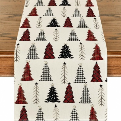 Textilomanie Ľanový vianočný behúň MERRY TREES krémový 33x180cm