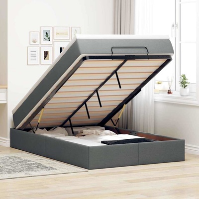 vidaXL Osmanský rám postele s matrací tmavě šedá textil