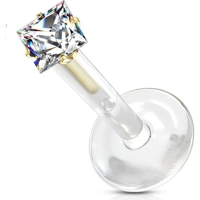 Šperky4U zlacený BioFlex piercing do brady zirkon LB0029GDC-120802