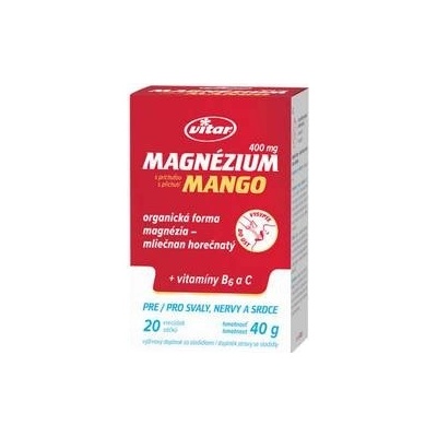 Vitar Magnézium 400 mg + B6 + vitamin C grep 20 sáčků