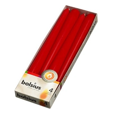 Bolsius Kónické svíčky červená 245/24 mm 4 ks