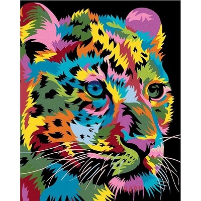 zuty Malování podle čísel Barevný leopard 80 x 100 cm vypnuté plátno na rám