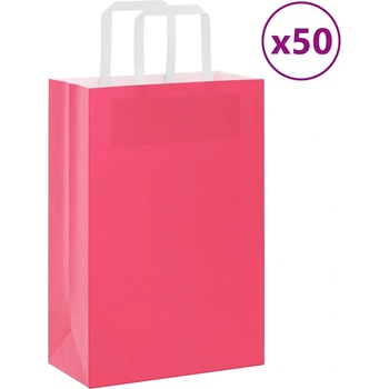 vidaXL Хартиени торбички 50 бр с дръжки розови 21x11x31 см (4101882)
