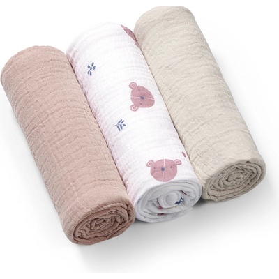 BabyOno Mušelínové super mäkké 70x70 cm Púdrová 3 ks
