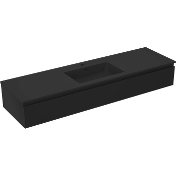 Mexen Orio шкаф за баня 160 см с мивка Otis, 1 чекмедже, черен мат - 91A10-16023-1-BF71-W18M71 (91A10-16023-1-BF71-W18M71)