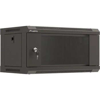Lanberg rack cabinet 19" wall-mount 4U/540x350 (flat pack) with glass door black (WF03-5304-10B)