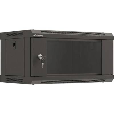Lanberg rack cabinet 19" wall-mount 4U/540x350 (flat pack) with glass door black (WF03-5304-10B)