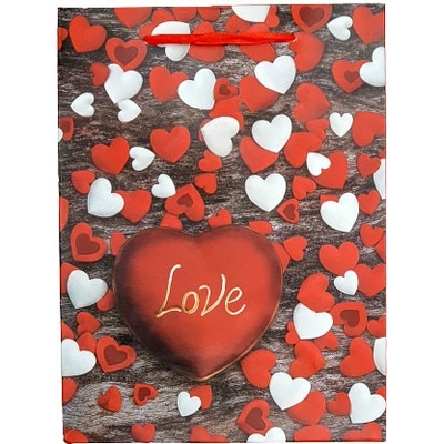 Střední dárková taška - valentýnská - srdce love