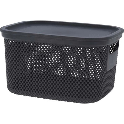 Excellent Úložný plastový koš s víkem 6 l černá