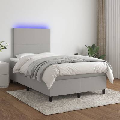 vidaXL 3134702 Boxspring postel s matrací a LED textil / barva světle šedá