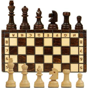 Amazinggirl Šachová hra šachová šachovnica drevo vysokej kvality šachovnica skladacia so šachovými figúrkami veľká pre deti aj dospelých 20X20 cm