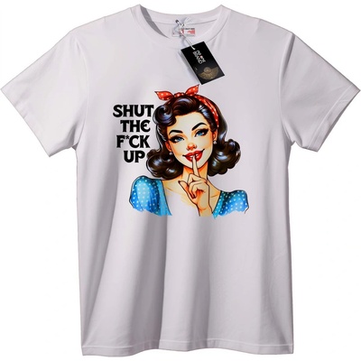 NOONEBRAND Тениска Млъкни, по дяволите! - 4XL, White
